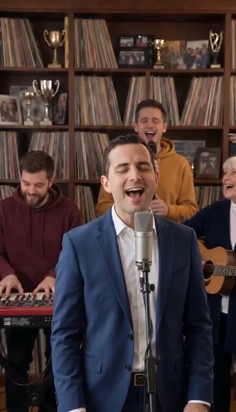 The band at the desk
